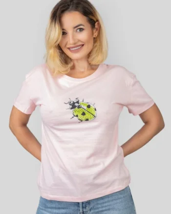 Tricou roz cu buburuza