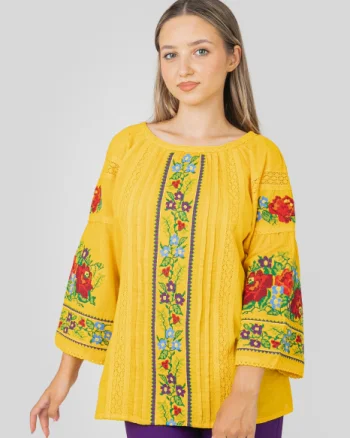 Bluza galbena cu motiv floral multicolor Francesca 03