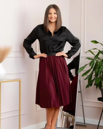 Fusta plisata Luna cu elastic in talie - Visiniu