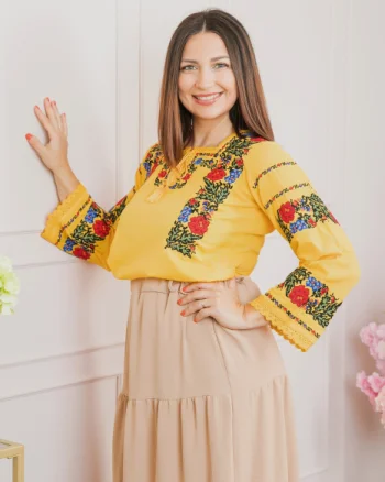 Bluza galbena cu motiv floral multicolor Clarisa 02