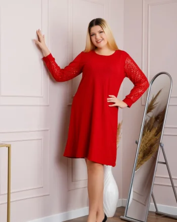 Rochie plus size Scarlett eleganta rosie cu paiete