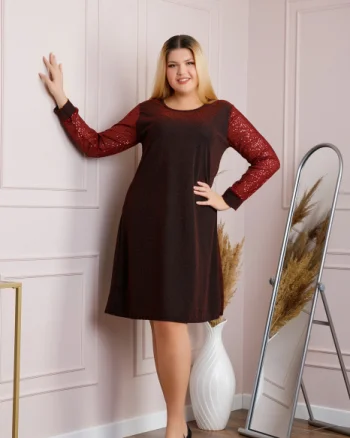 Rochie plus size Scarlett eleganta grena cu paiete