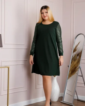 Rochie plus size Scarlett eleganta verde cu paiete