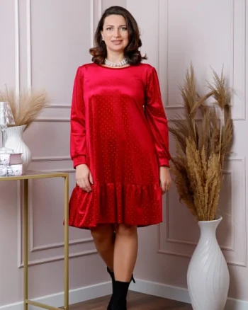 Rochie din catifea rosie Alessia