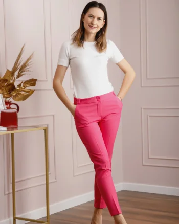 Pantaloni eleganti ciclam cu buzunare functionale