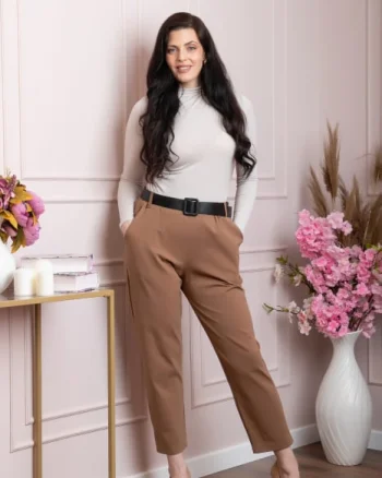 Pantaloni Jessie maro cu croi lejer si talie elastica