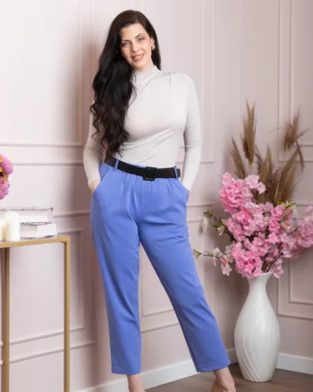 Pantaloni Jessie albastri cu croi lejer si talie elastica