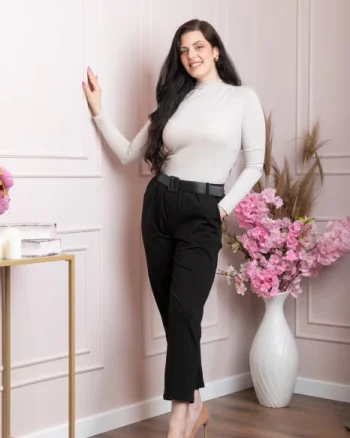 Pantaloni Jessie negri cu croi lejer si talie elastica