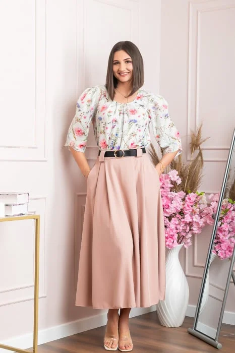Fusta clos lunga Marissa cu buzunare functionale - Roz