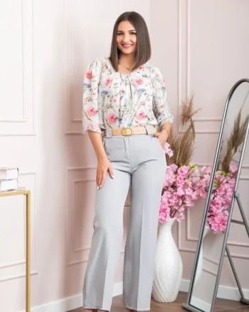 Pantaloni evazati Rafaella cu buzunare functionale - Gri