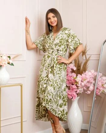 Rochie Victoria petrecuta cu croi asimetric - Kaki