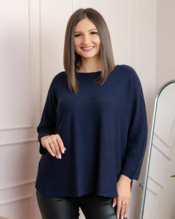 Pulover lejer Bailey cu maneci fluture - Bleumarin