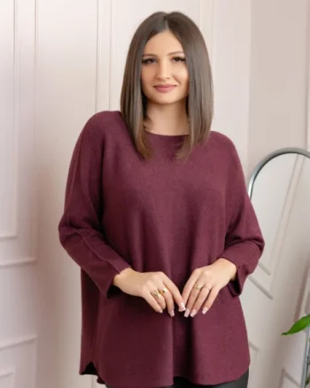 Pulover lejer Bailey cu maneci fluture - Visiniu