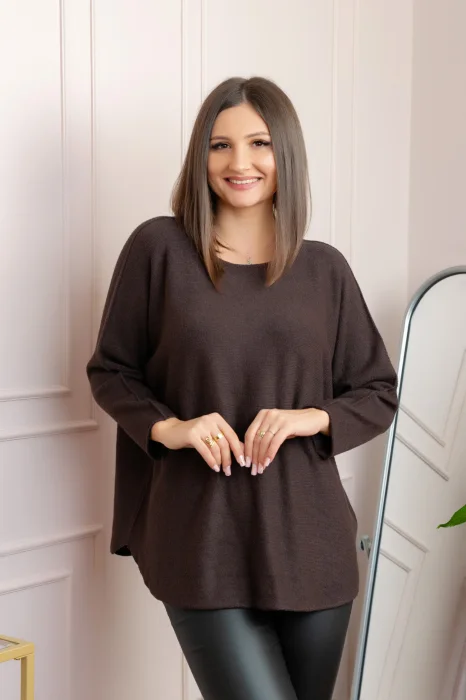 Pulover lejer Bailey cu maneci fluture - Maro