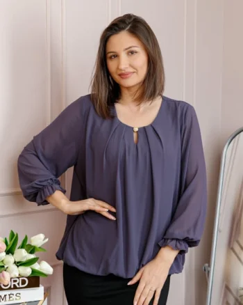 Bluza eleganta dama Sheila din voal cu captuseala - Mov