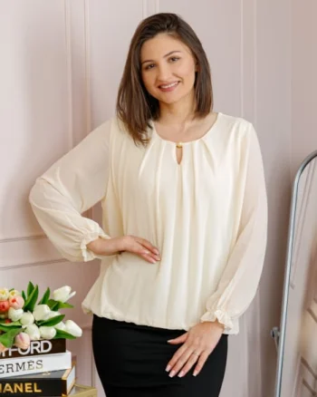 Bluza eleganta dama Sheila din voal cu captuseala - Ivoire