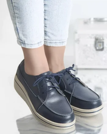 Pantofi cu platforma isabella navy piele naturala