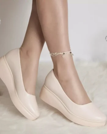 Pantofi cu platforma amalya bej piele ecologica