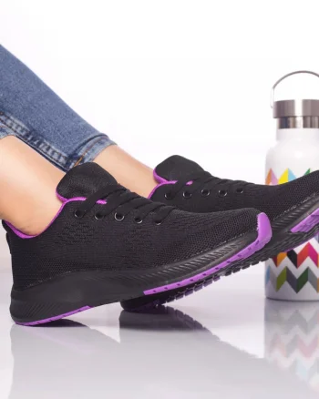 Pantofi sport cezara textil negru-violet