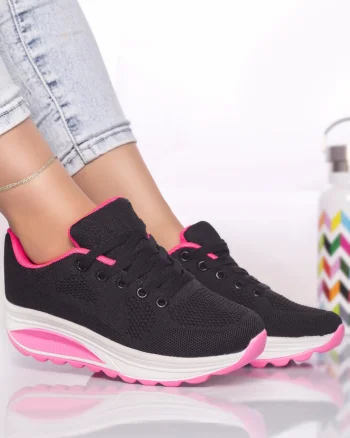 Pantofi sport textil negru-roz anastasy