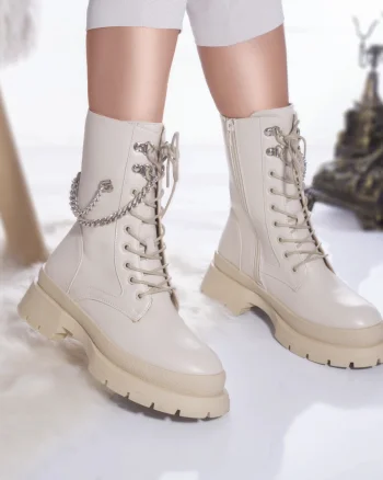 Ghete casual tebah piele ecologica captusita bej