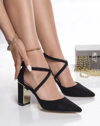 Pantofi dama negri piele eco intoarsa ainur