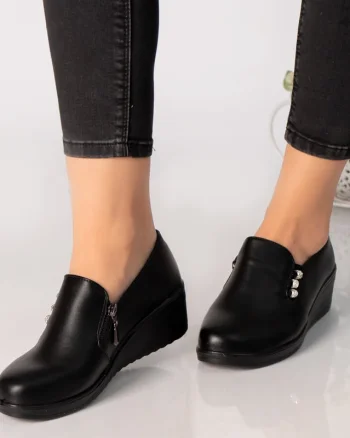 Pantofi dama cu platforma negri piele ecologica alka