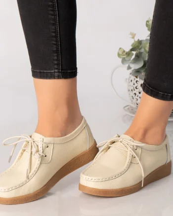 Pantofi dama casual bej piele naturala lucy