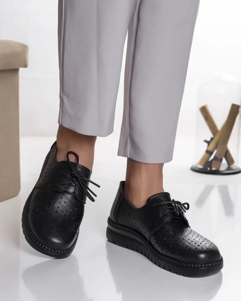 Pantofi dama casual negri din piele ecologica dalia