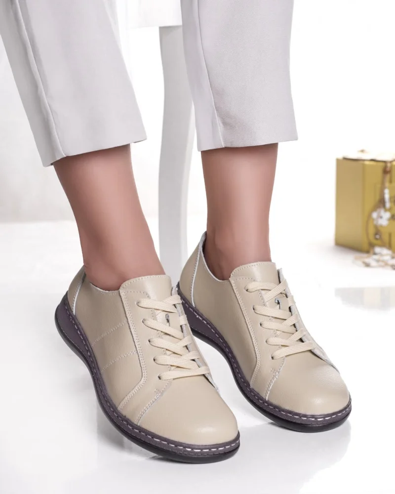 Pantofi dama casual bej din piele naturala bety