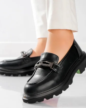 Pantofi dama casual Negri din Piele Ecologica Gesa
