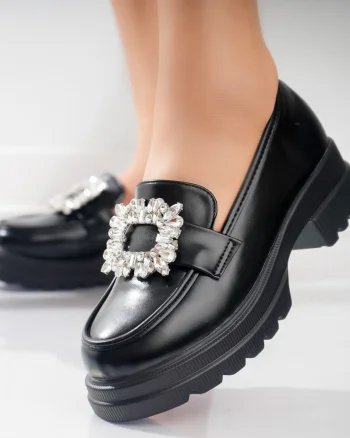 Pantofi dama casual Negri din Piele Ecologica Naia