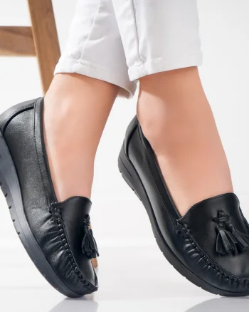 Pantofi dama casual Negri din Piele Ecologica Casane