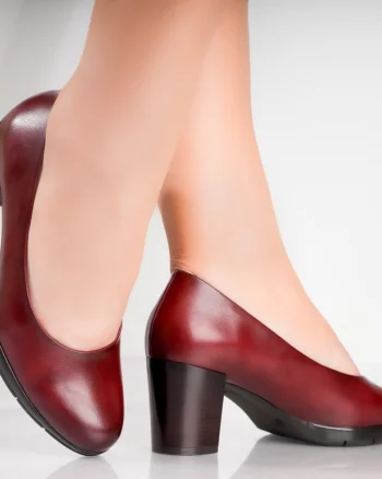 Pantofi dama cu toc Bordo din Piele Ecologica Lujain