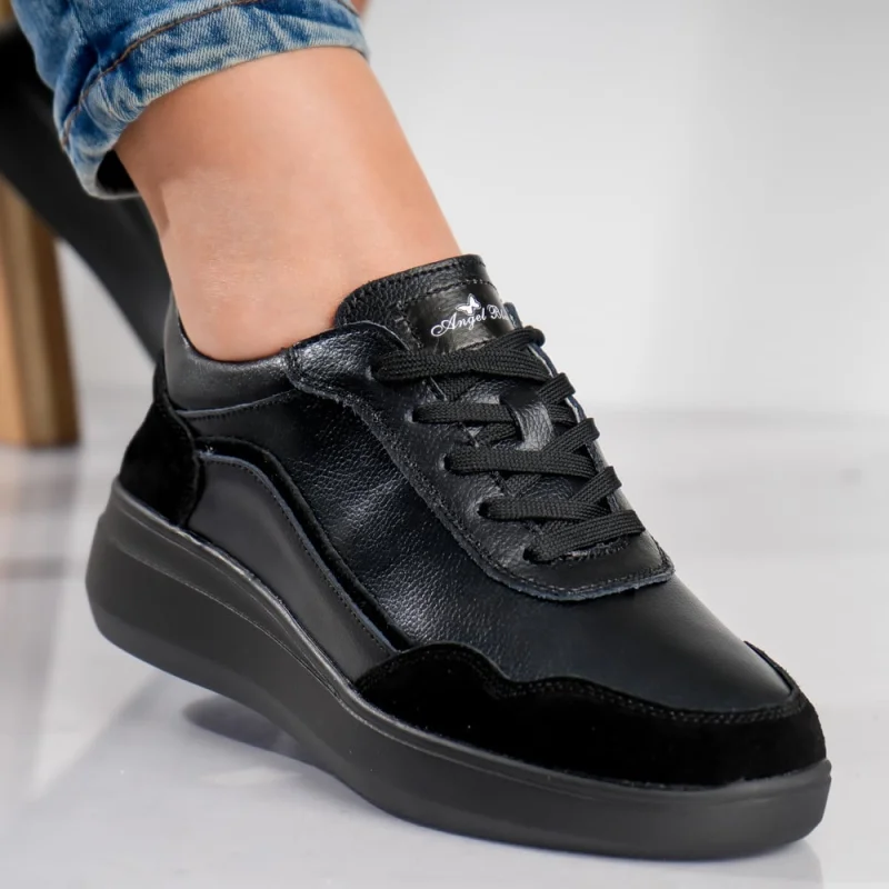 Pantofi dama sport Negri din Piele Naturala Yalgo
