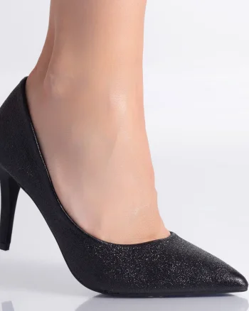 Pantofi dama cu toc Negri din Piele Ecologica Selen