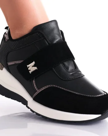 Adidasi dama cu platforma Negri din Piele Ecologica Bareni