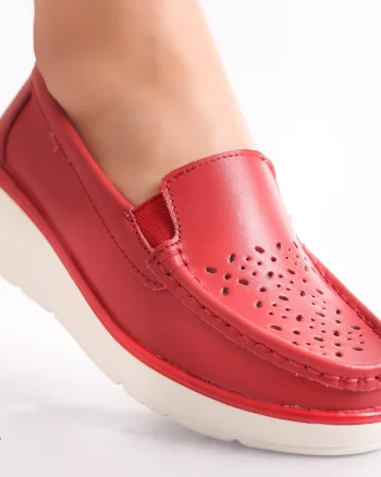 Pantofi dama casual Rosii din Piele Naturala Avril