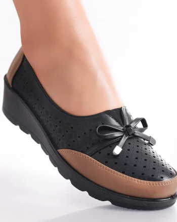 Pantofi dama Negru/Maro din Piele Ecologica Tania