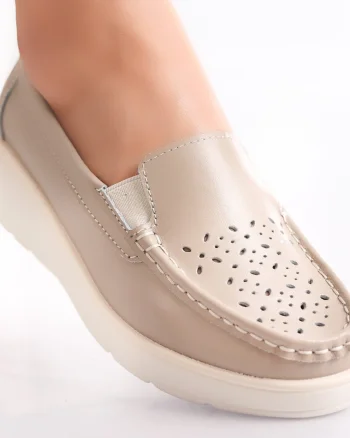Pantofi dama casual Bej din Piele Naturala Avril