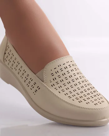 Pantofi dama Bej din Piele Ecologica Belica