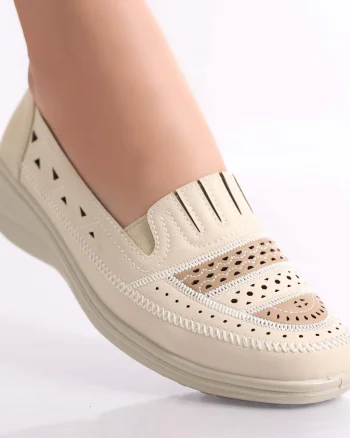 Pantofi dama casual Bej din Piele Ecologica Dameo