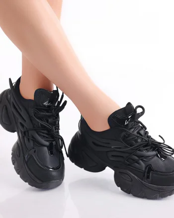 Sneakers dama Negri din Piele Ecologica Cyntia
