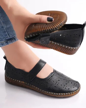 Pantofi dama casual Negri din Piele Ecologica Amata