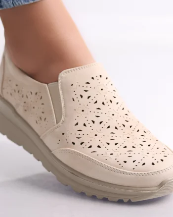 Pantofi dama casual Bej din Piele Ecologica Corza