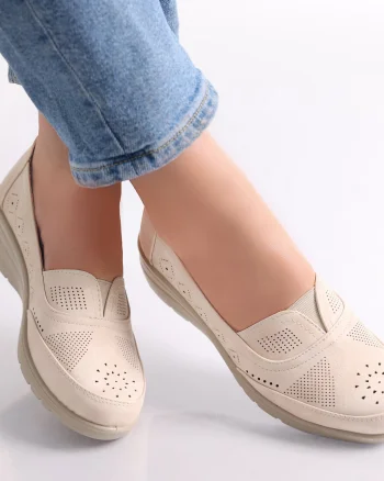Pantofi dama casual Bej din Piele Ecologica Dinda