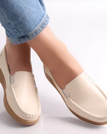 Pantofi dama casual Bej piele naturala Danina