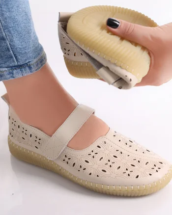 Pantofi dama casual Bej din Piele Ecologica Amata