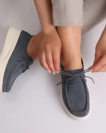 Pantofi dama casual Gri din Piele Naturala Intoarsa Derina