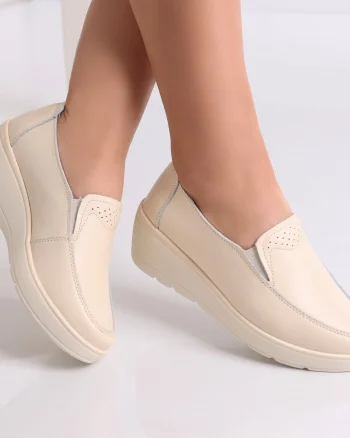 Pantofi dama casual Bej din Piele Naturala Molida